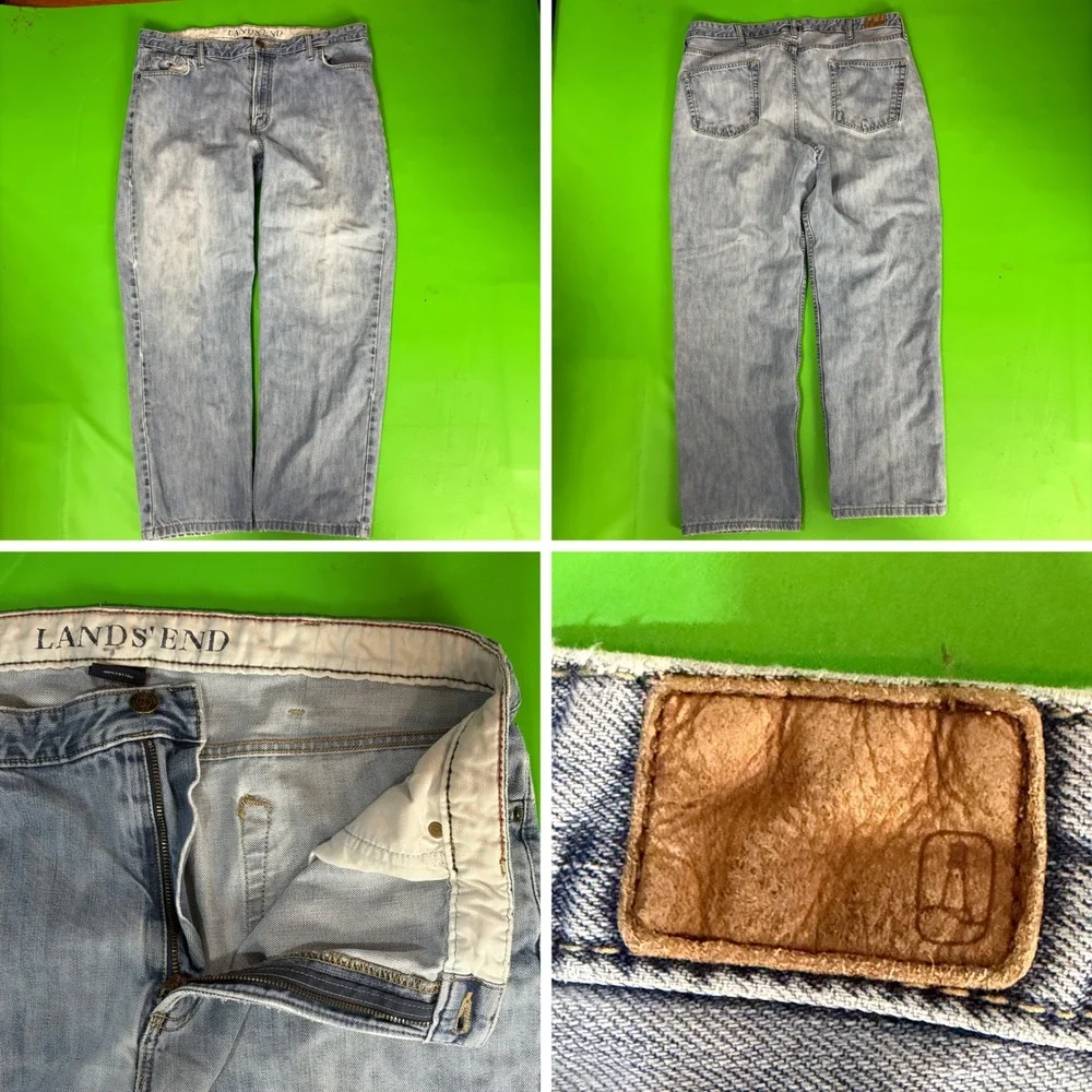 Lands End 100% Cotton Jeans Mens 40x30 Blue Traditional Relaxed Fit Denim Lot 2
